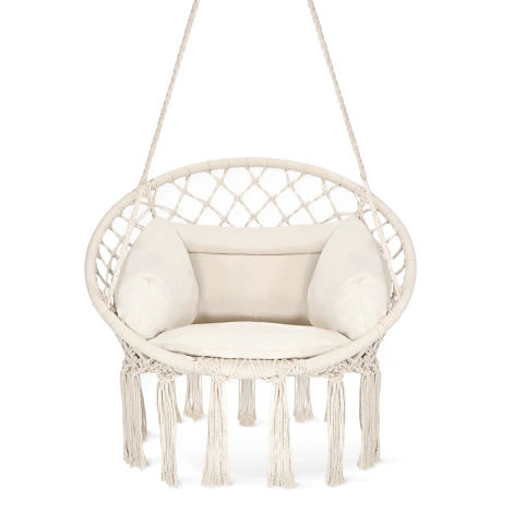 Huśtawka ogrodowa z poduszką BOHO beżowa