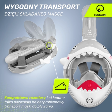 Maska do nurkowania dla dzieci TSUNAMI SHARK szara