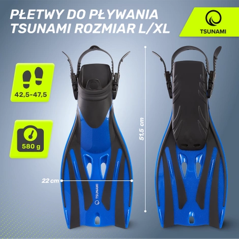 Płetwy do pływania TSUNAMI L/XL niebieskie