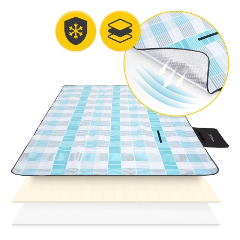 Koc piknikowy plażowy z izolacją 200 x 200 cm krata