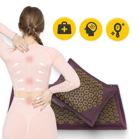 ECO Mata do akupresury z łuskami gryki i kokosem fioletowa