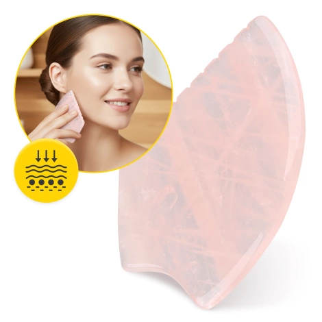 Karbowany kamień Gua Sha z naturalnego różowego kwarcu