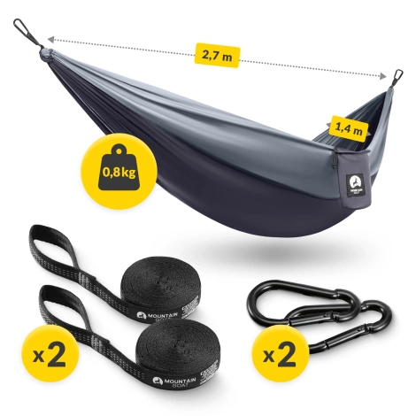 Hamak turystyczny jednoosobowy Mountain Goat szaro-grafitowy