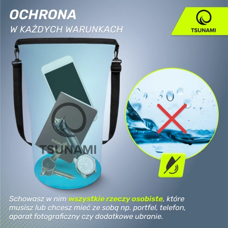 Worek wodoodporny 10 litrów TSUNAMI niebieski