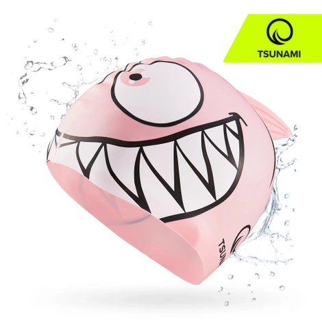Czepek na basen dla dzieci TSUNAMI SHARK różowy