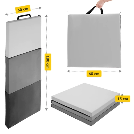 Materac gimnastyczny do ćwiczeń składany szary