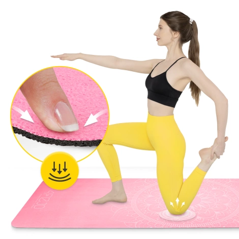 Zamszowa mata do jogi i ćwiczeń 1,5 mm różowa