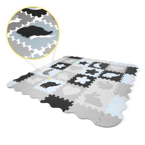 Mata edukacyjna dla dzieci puzzle 150 x 150 cm niebieski