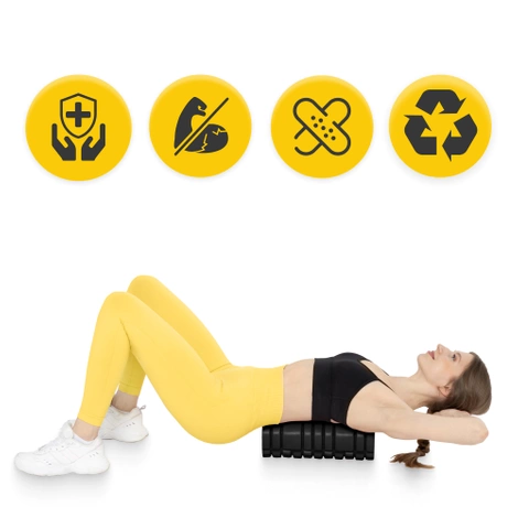 Wałek do masażu z wypustkami EVA 33 cm czarny