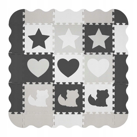 Mata edukacyjna dla dzieci puzzle 120 x 120 cm szara