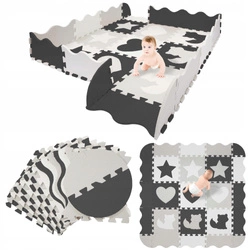 Mata edukacyjna dla dzieci puzzle 120 x 120 cm szara