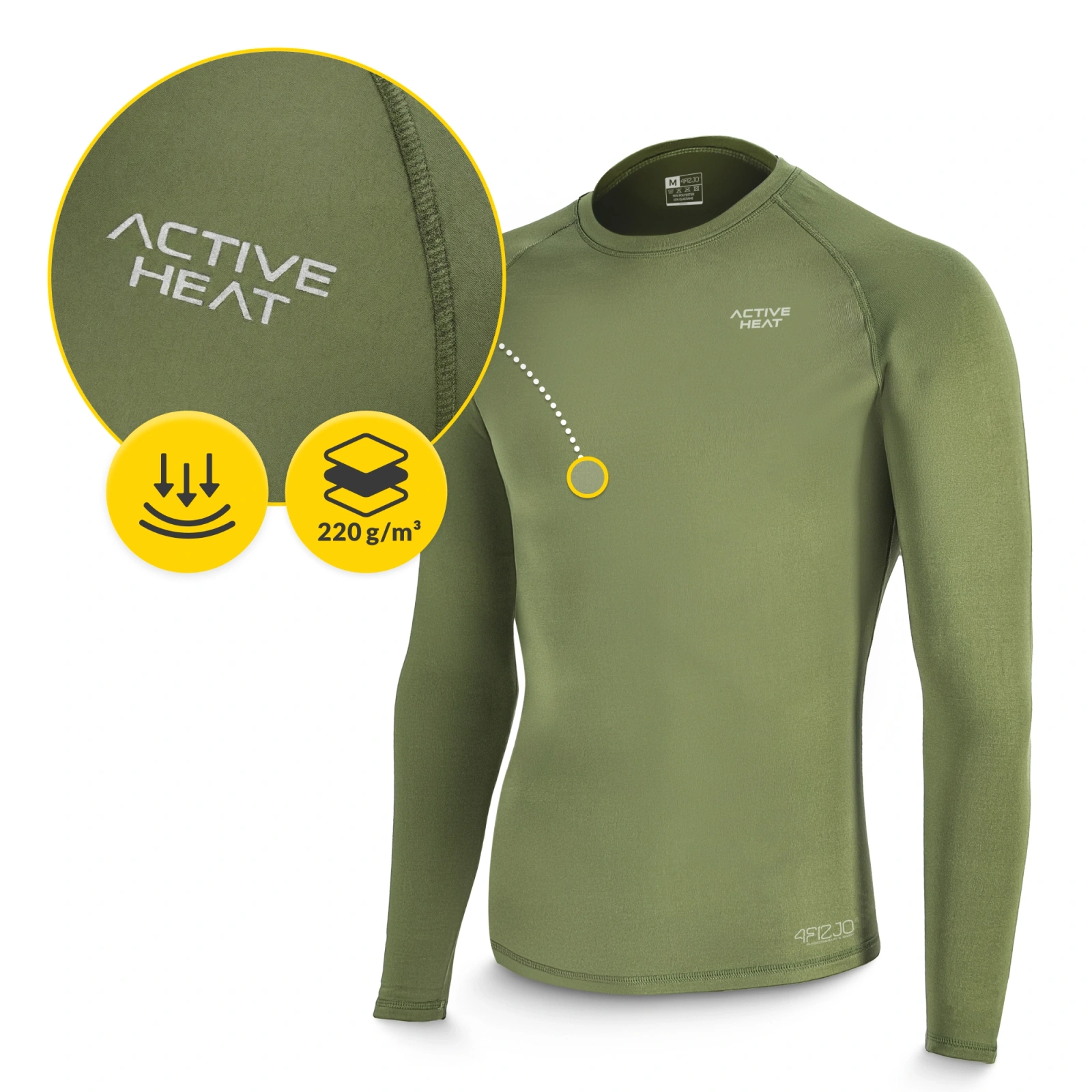 Koszulka termiczna unisex z długim rękawem - zielona, rozmiar S