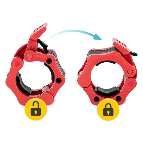 Zaciski na gryf olimpijski szczękowe 50 mm czerwone