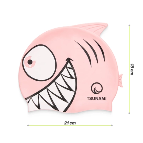 Czepek na basen dla dzieci TSUNAMI SHARK różowy