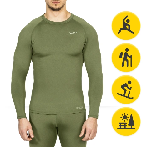 Koszulka termiczna unisex z długim rękawem - zielona, rozmiar L