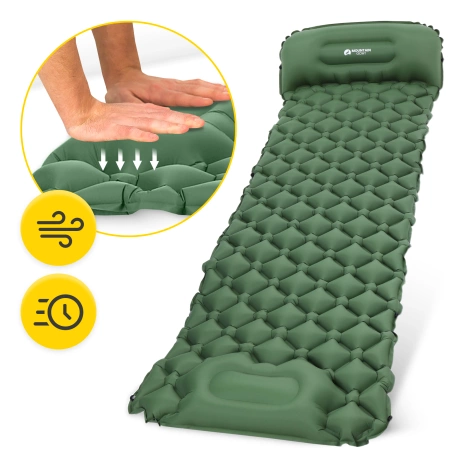 Dmuchany materac turystyczny jednoosobowy samopompujący Mountain Goat khaki