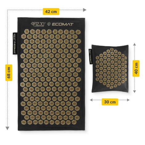 ECO Mata do akupresury z łuskami gryki i kokosem czarno-złota