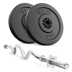 Zestaw kulturystyczny bitumiczny 20 kg + gryf mocno łamany 120 cm