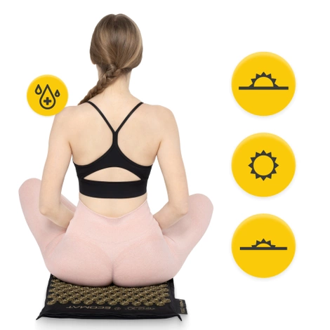 ECO Mata do akupresury z łuskami gryki i kokosem czarno-złota