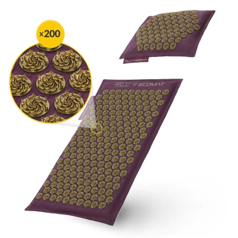 ECO Mata do akupresury z łuskami gryki i kokosem fioletowa