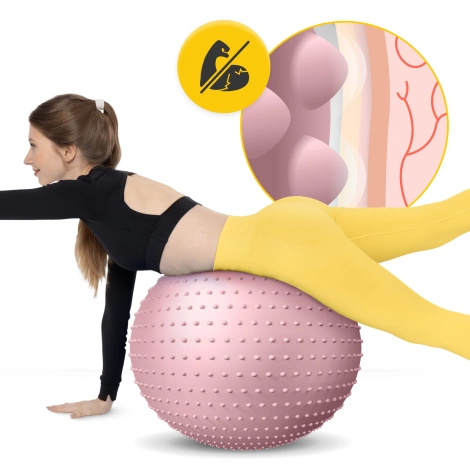 Piłka rehabilitacyjna z kolcami 65 cm różowa