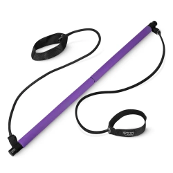 Drążek treningowy do pilatesu z ekspanderami fioletowy