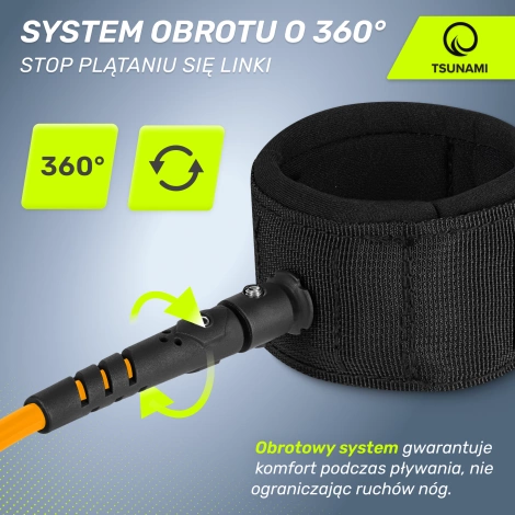 Linka bezpieczeństwa do deski SUP TSUNAMI pomarańczowa