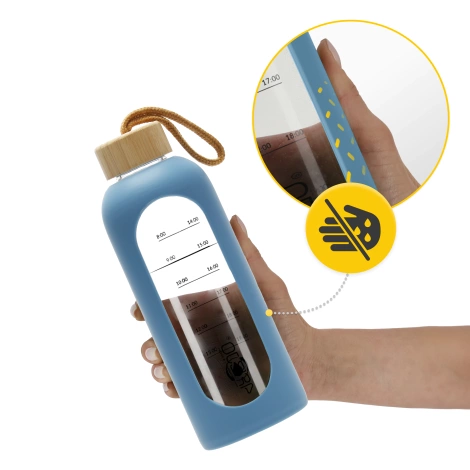 Butelka szklana na wodę 750 ml niebieska