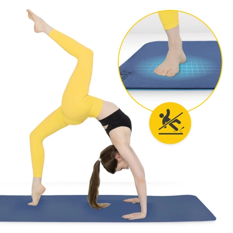 Mata do ćwiczeń i jogi antypoślizgowa TPE 0,6 cm granatowa