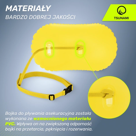 Bojka asekuracyjna do pływania dmuchana TSUNAMI żółta