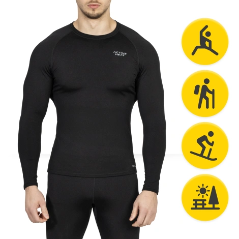 Koszulka termiczna unisex z długim rękawem - czarna, rozmiar S