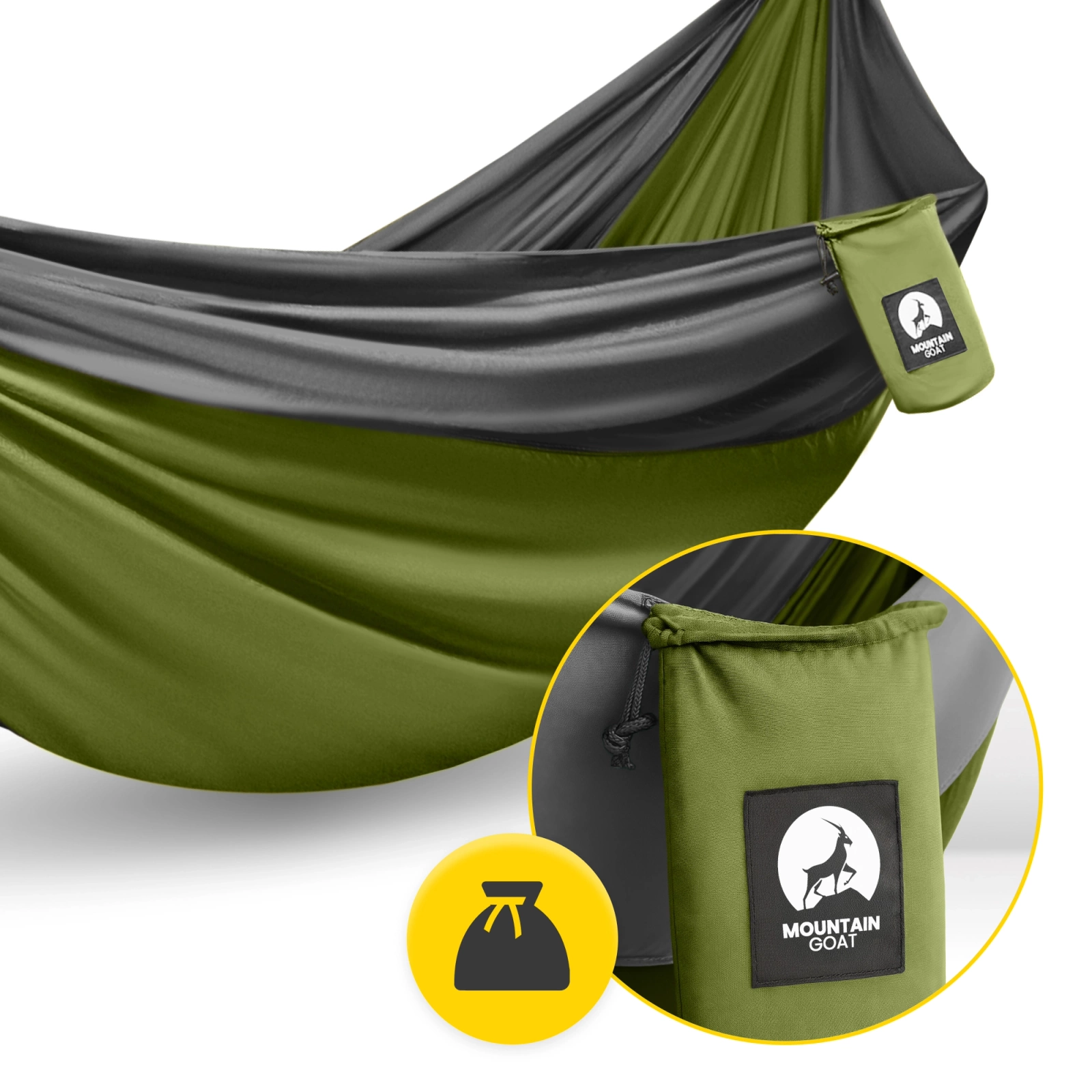 Hamak turystyczny jednoosobowy Mountain Goat szaro-zielony