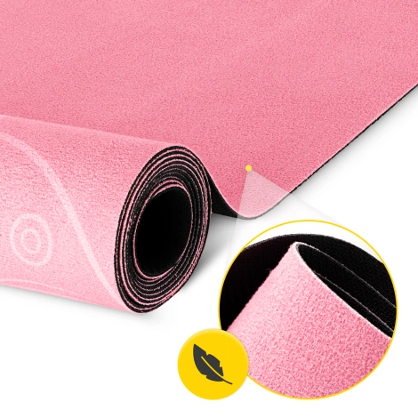 Zamszowa mata do jogi i ćwiczeń 1,5 mm różowa