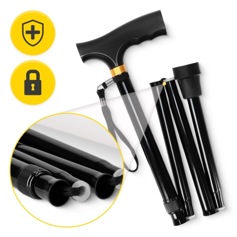 Składana laska z drewnianą rączką