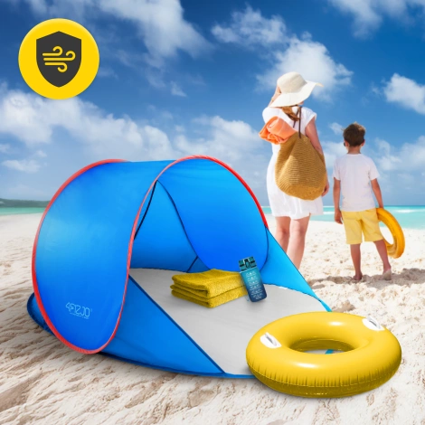 Namiot plażowy samorozkładający niebiesko-czerwony
