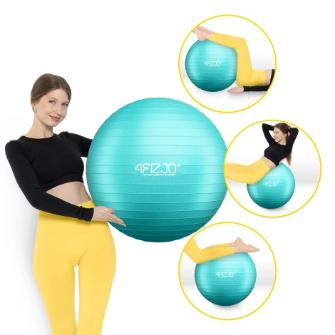 Piłka gimnastyczna dmuchana 75 cm miętowa