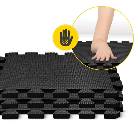 Mata ochronna piankowa PUZZLE na podłogę 24 szt. 30 x 30 cm - czarna