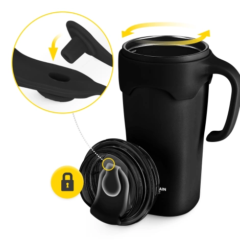Kubek termiczny ze słomką 650 ml czarny