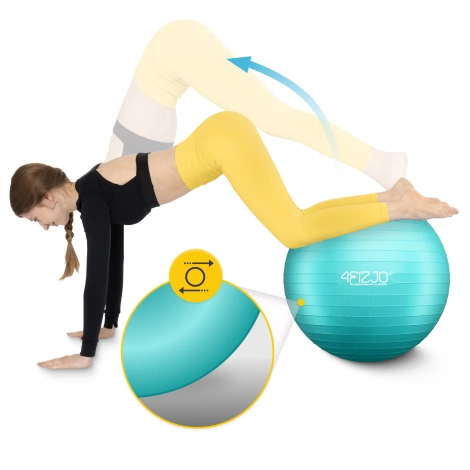 Piłka gimnastyczna dmuchana 75 cm miętowa