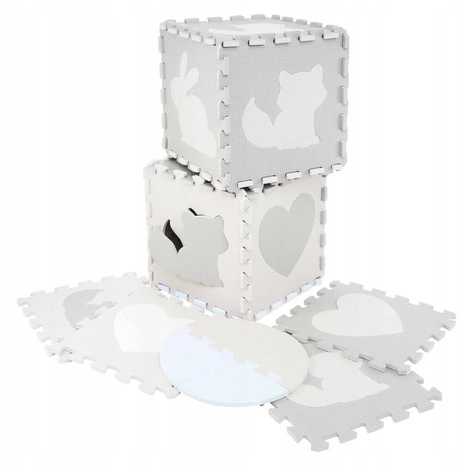 Mata edukacyjna dla dzieci puzzle 120 x 120 cm błękitna