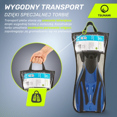 Płetwy do pływania TSUNAMI S/M niebieskie