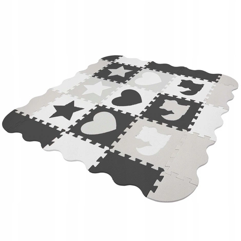 Mata edukacyjna dla dzieci puzzle 120 x 120 cm szara