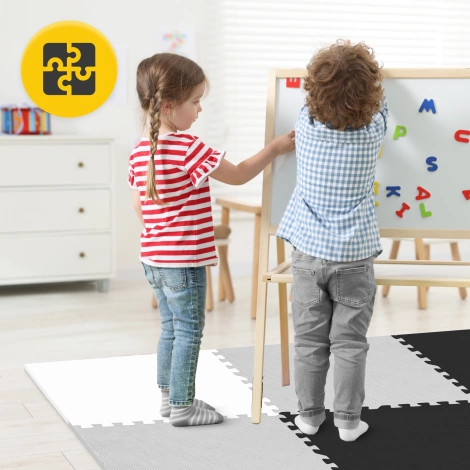 Mata edukacyjna dla dzieci puzzle 180 x 180 cm szara