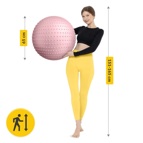 Piłka rehabilitacyjna z kolcami 65 cm różowa