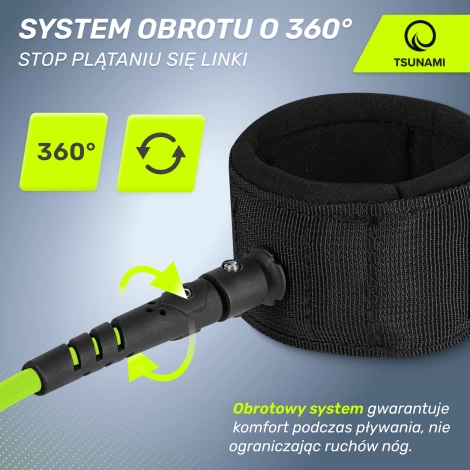 Linka bezpieczeństwa do deski SUP TSUNAMI zielona
