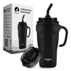 Kubek termiczny ze słomką 650 ml czarny