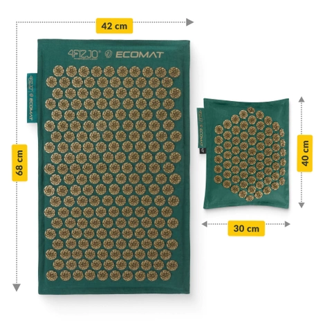 ECO Mata do akupresury z łuskami gryki i kokosem zielona