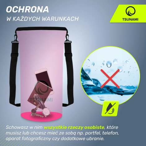 Worek wodoodporny 30 litrów TSUNAMI różowy