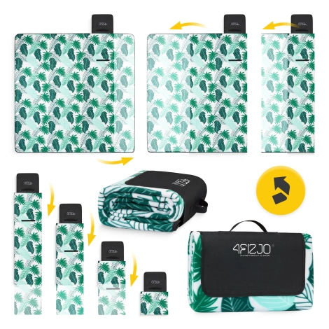 Koc piknikowy plażowy z izolacją 200 x 200 cm liście