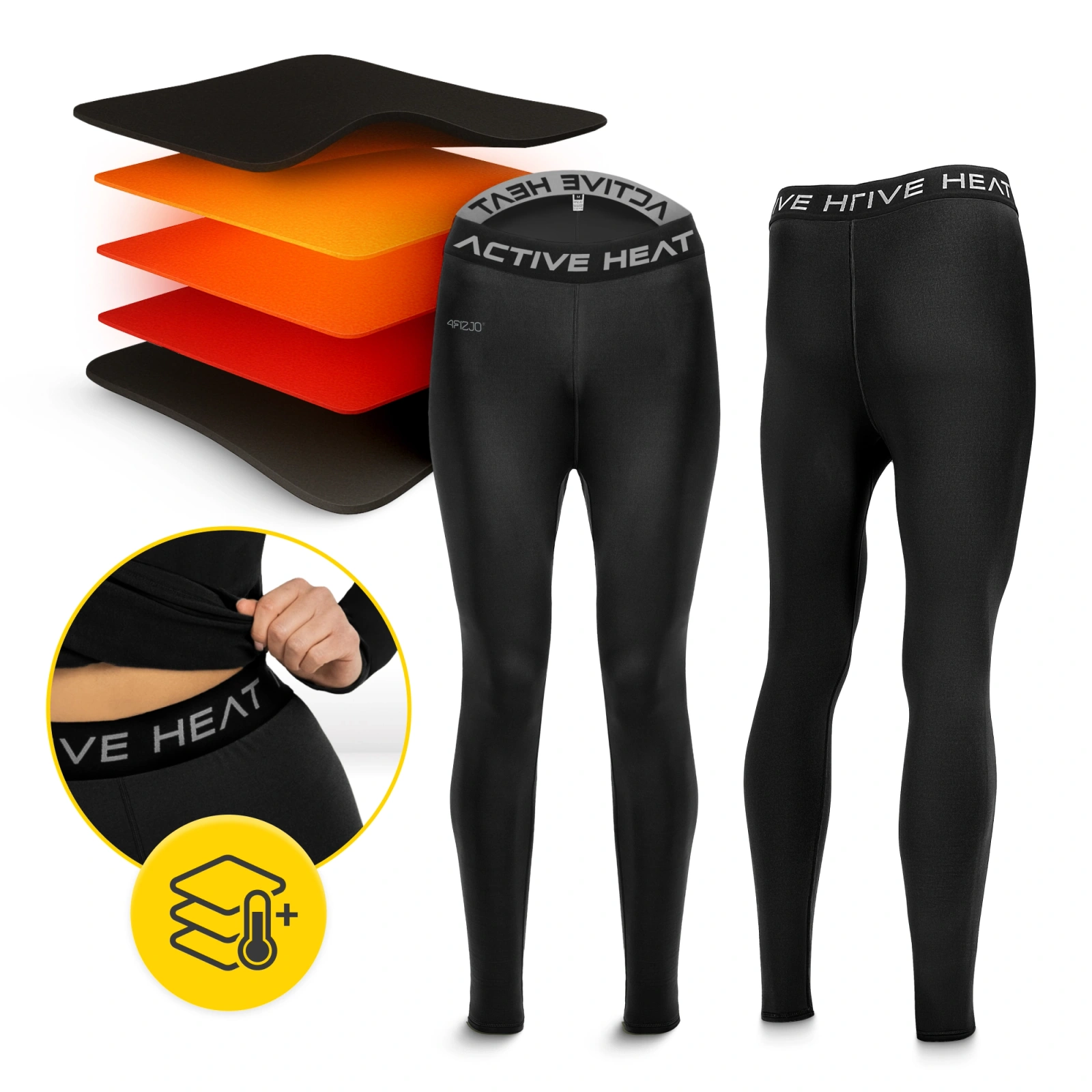 Spodnie termiczne unisex - czarne, rozmiar S